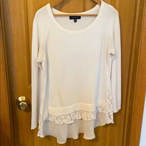 White sweater with sheer/lace bottom